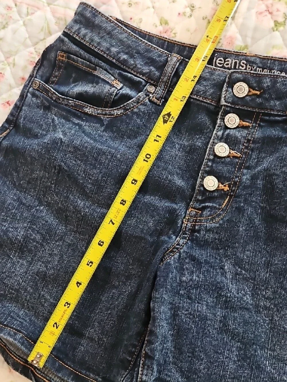 Maurices Dark Blue Button-Front Denim Shorts